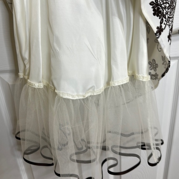 B. Darlin Vintage Brown White Embroidered Fit & Flare Lace Dress XS Retro Party - Picture 9 of 13